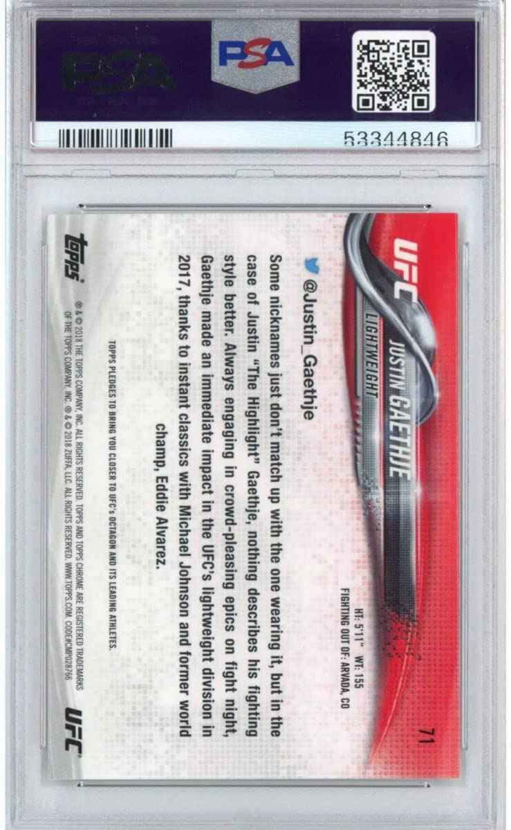 Graded 2018 Topps Chrome Justin Gaethje #71 Rookie RC UFC MMA Card PSA 10 Gem Mint