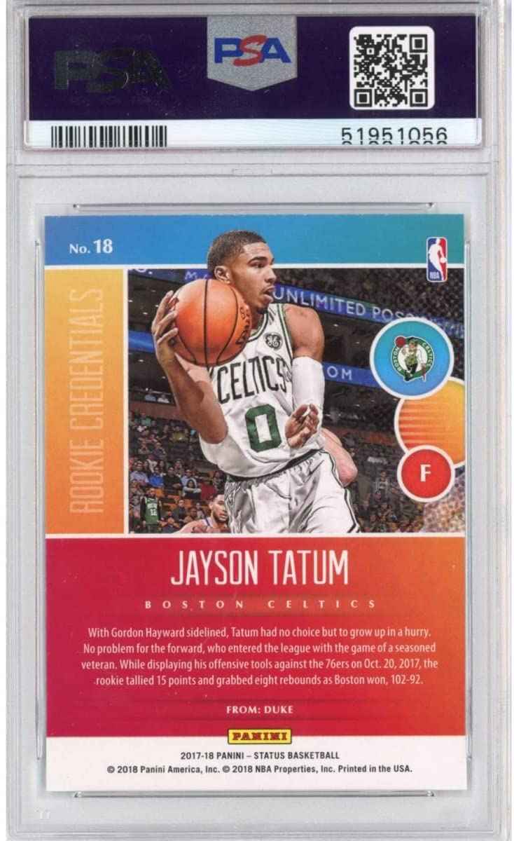 Graded 2017-18 Panini Status Jayson Tatum #18 Rookie Credentials RC Basketball Card PSA 10 Gem Mint