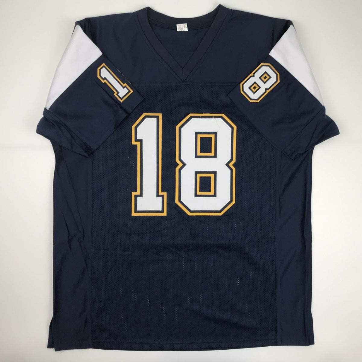 Autographed/Signed Charlie Joiner HOF 96 San Diego Dark Blue Football Jersey JSA COA