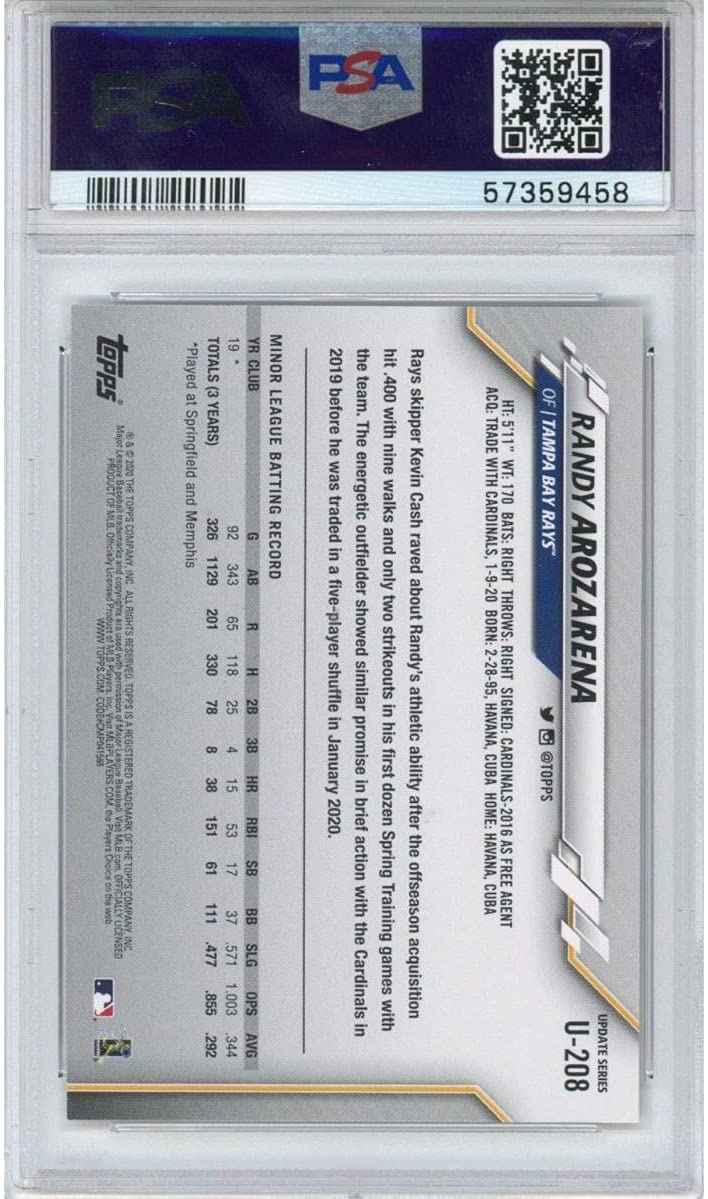 Graded 2020 Topps Update Randy Arozarena #U208 Rookie RC Baseball Card PSA 10 Gem Mint
