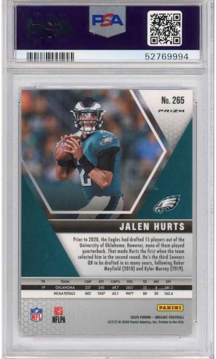 Graded 2020 Panini Mosaic Jalen Hurts #265 Camo Pink Rookie RC Football Card PSA 10 Gem Mint