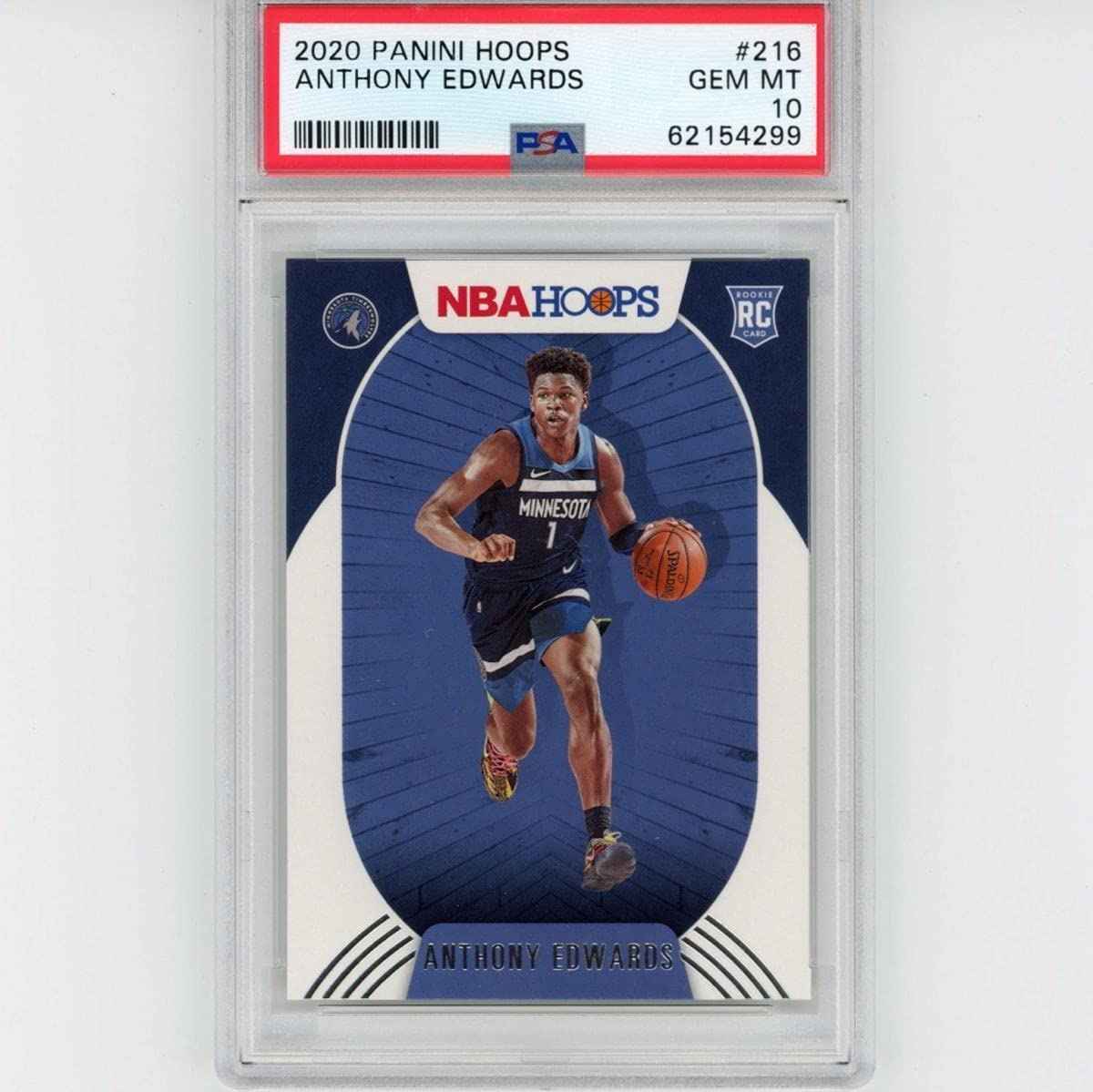 Graded 2020-21 Panini Hoops Anthony Edwards #216 Rookie RC Basketball Card PSA 10 Gem Mint