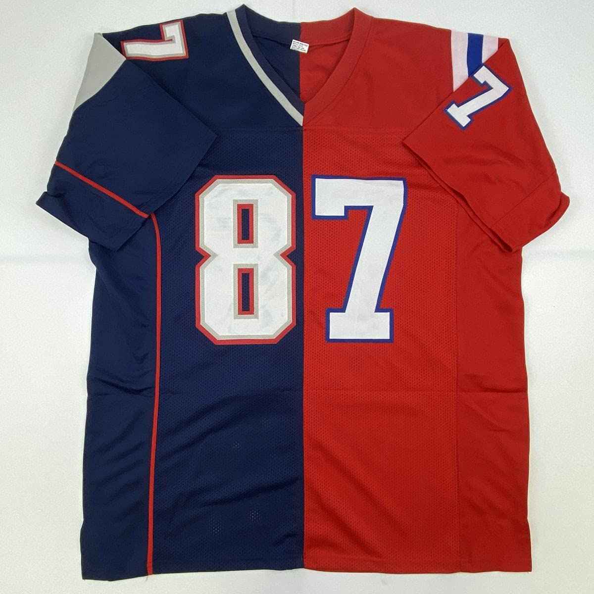 Autographed/Signed Rob Gronkowski New England Split Football Jersey Beckett BAS COA