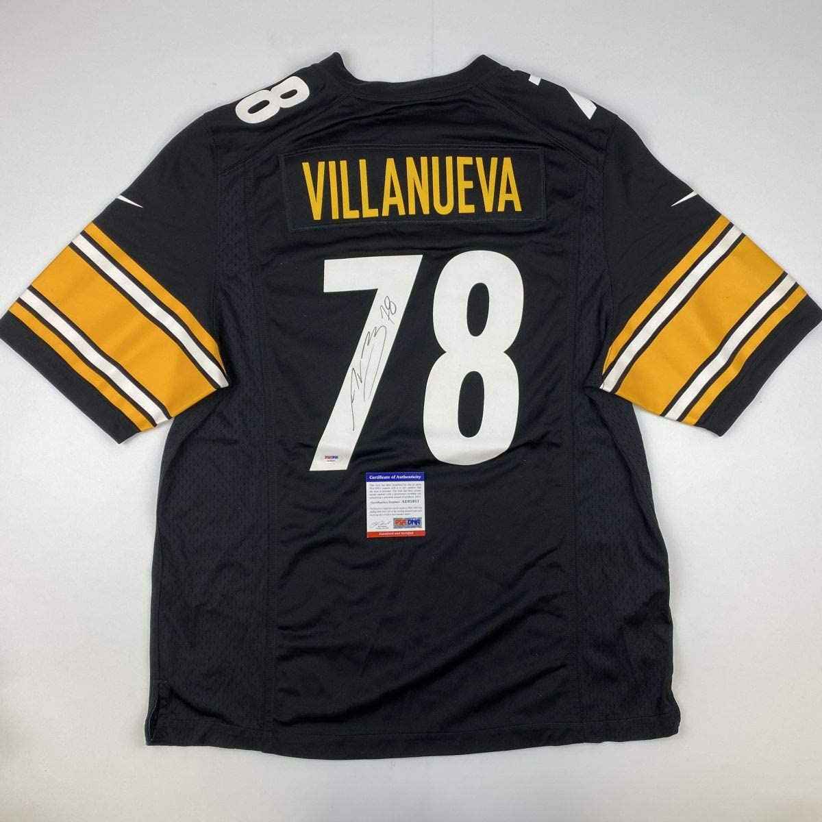 Autographed/Signed Alejandro Villanueva Pittsburgh Black Football Jersey PSA/DNA COA