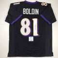 Autographed/Signed Anquan Boldin Baltimore Black Football Jersey Beckett BAS COA