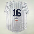 Autographed/Signed Whitey Ford New York Pinstripe Baseball Jersey PSA/DNA COA #2