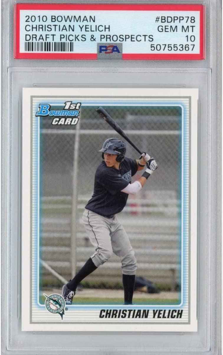 Graded 2010 Bowman Draft Picks & Prospects Christian Yelich #BDPP78 Rookie RC Baseball Card PSA 10 Gem Mint