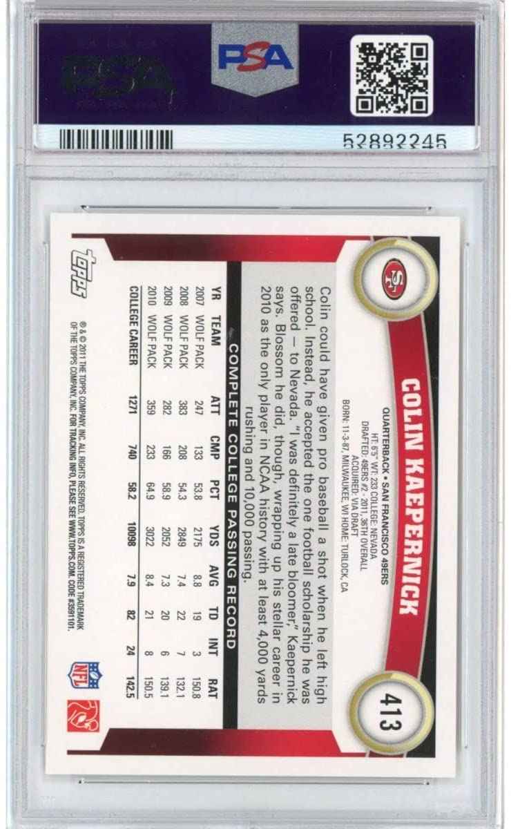 Graded 2011 Topps Colin Kaepernick #413 Passing Rookie RC Football Card PSA 10 Gem Mint