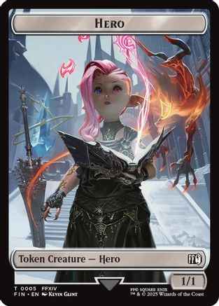 Hero (0005) // Wizard (0015) Double-Sided Token (FIN-5 // 15) - FINAL FANTASY Foil