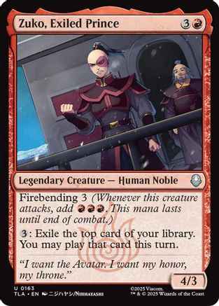 Zuko, Exiled Prince (TLA-163) - Avatar: The Last Airbender Foil