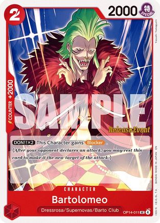 Bartolomeo (OP14-011) - The Azure Sea's Seven Release Event Cards