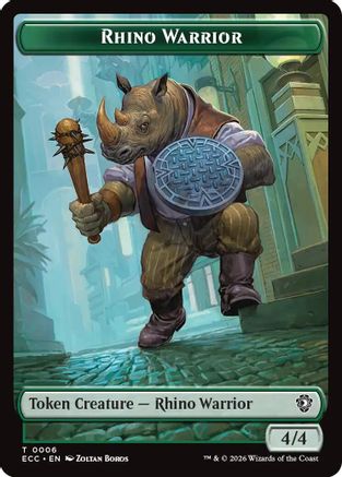 Rhino Warrior // Elemental (0010) Double-Sided Token (ECC-6 // 10) - Commander: Lorwyn Eclipsed Foil