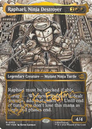 Raphael, Ninja Destroyer (Borderless) (Gold-Stamped Signature) (TMT-303) - Teenage Mutant Ninja Turtles Foil