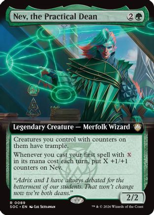 Nev, the Practical Dean (Extended Art) (SOC-089) - Commander: Secrets of Strixhaven