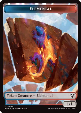 Elemental (0021) // Phyrexian Myr Double-Sided Token (SOC-21 // 8) - Commander: Secrets of Strixhaven