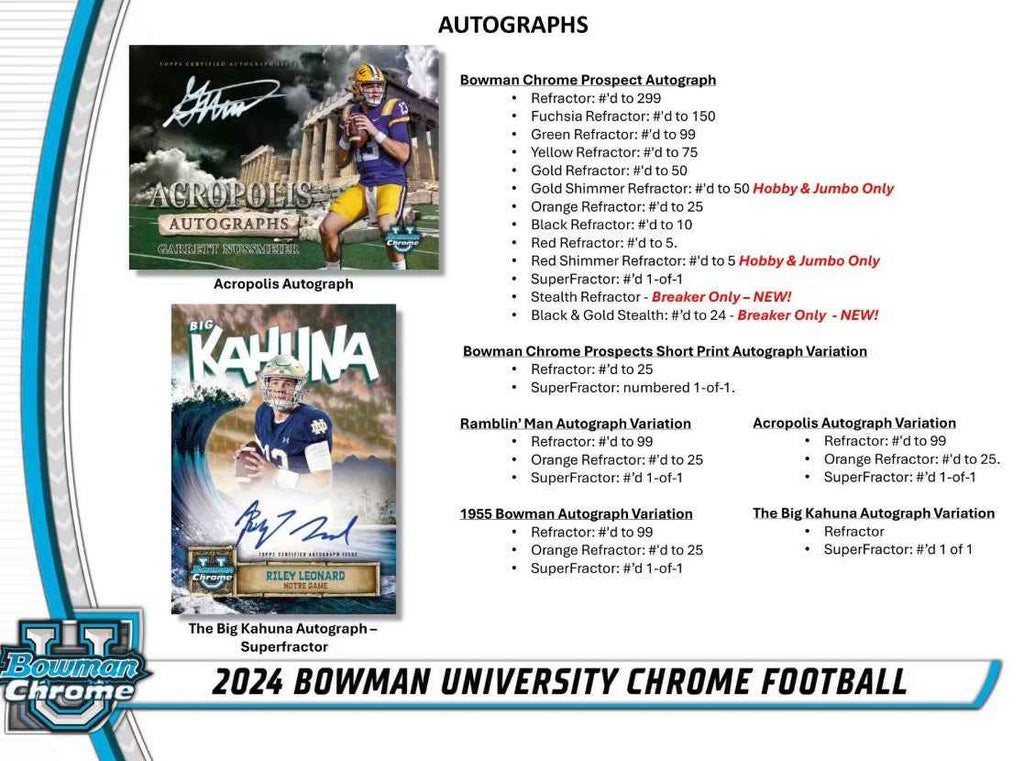 2024 Bowman University Chrome Football Hobby Box