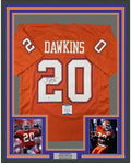 Framed Autographed/Signed Brian Dawkins 35x39 Clemson Orange College Football Jersey Beckett BAS COA