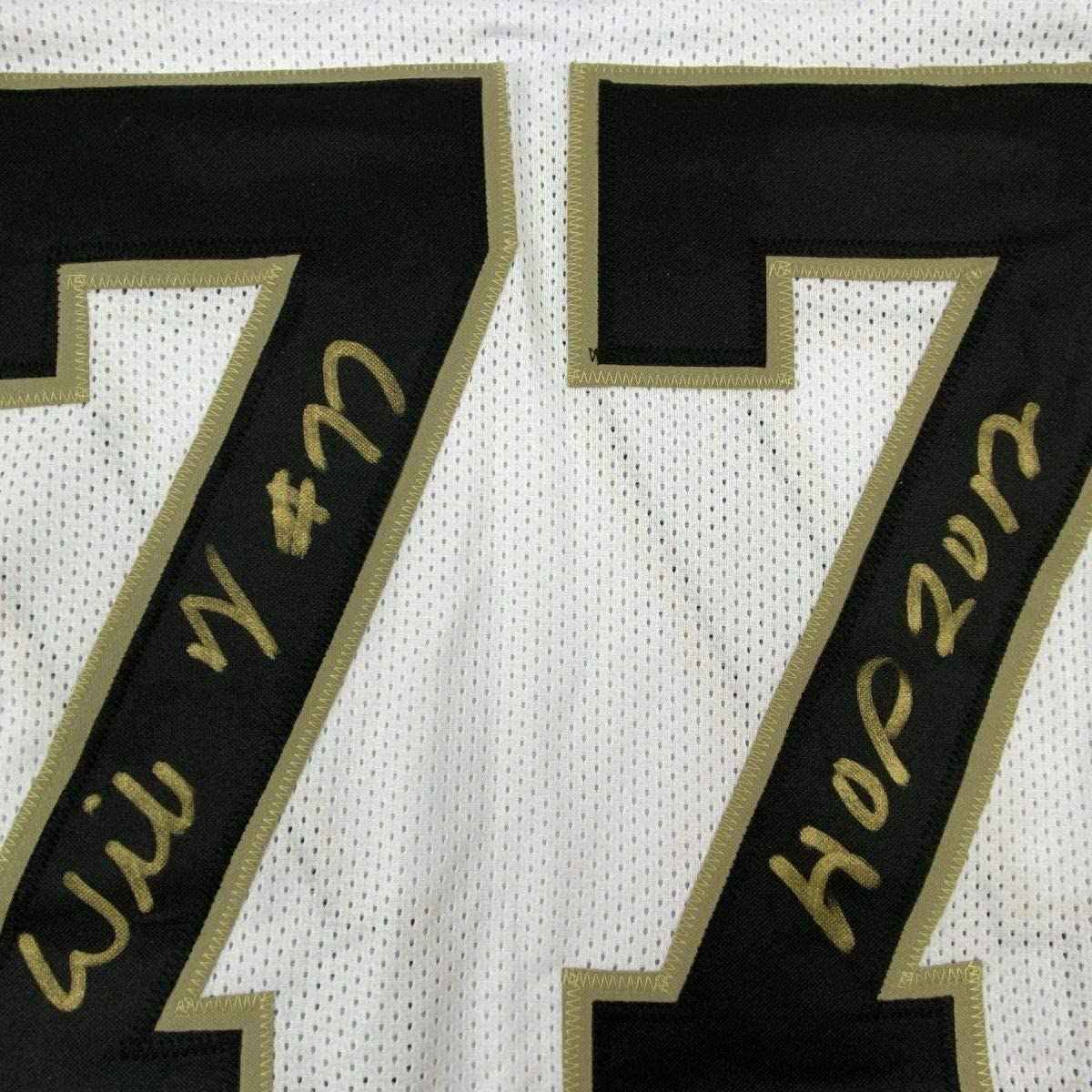 Framed Autographed/Signed Willie Roaf 35x39 New Orleans White Football Jersey JSA COA