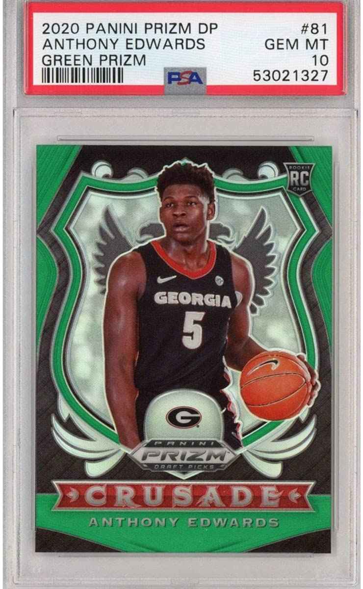 Graded 2020-21 Panini Prizm DP Draft Picks Anthony Edwards #81 Green Rookie RC Basketball Card PSA 10 Gem Mint