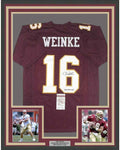Framed Autographed/Signed Chris Weinke 2000 Heisman  35x39 Florida State Seminoles Maroon College Football Jersey JSA COA