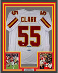 Framed Autographed/Signed Frank Clark 35x39 Kansas City White Football Jersey PSA/DNA COA