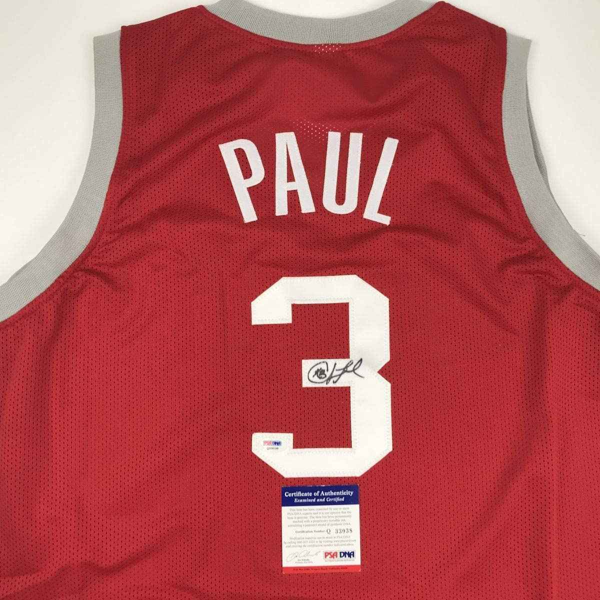 Autographed/Signed Chris Paul Houston Red Basketball Jersey PSA/DNA COA