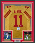 Framed Autographed/Signed Brandon Aiyuk 35x39 San Francisco Gold Football Jersey Beckett BAS COA
