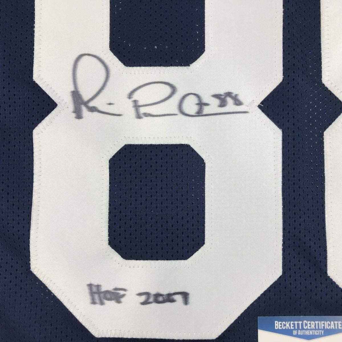 Framed Autographed/Signed Michael Irvin Dallas HOF 2007 35x39 Thanksgiving Day Blue Football Jersey Beckett BAS COA