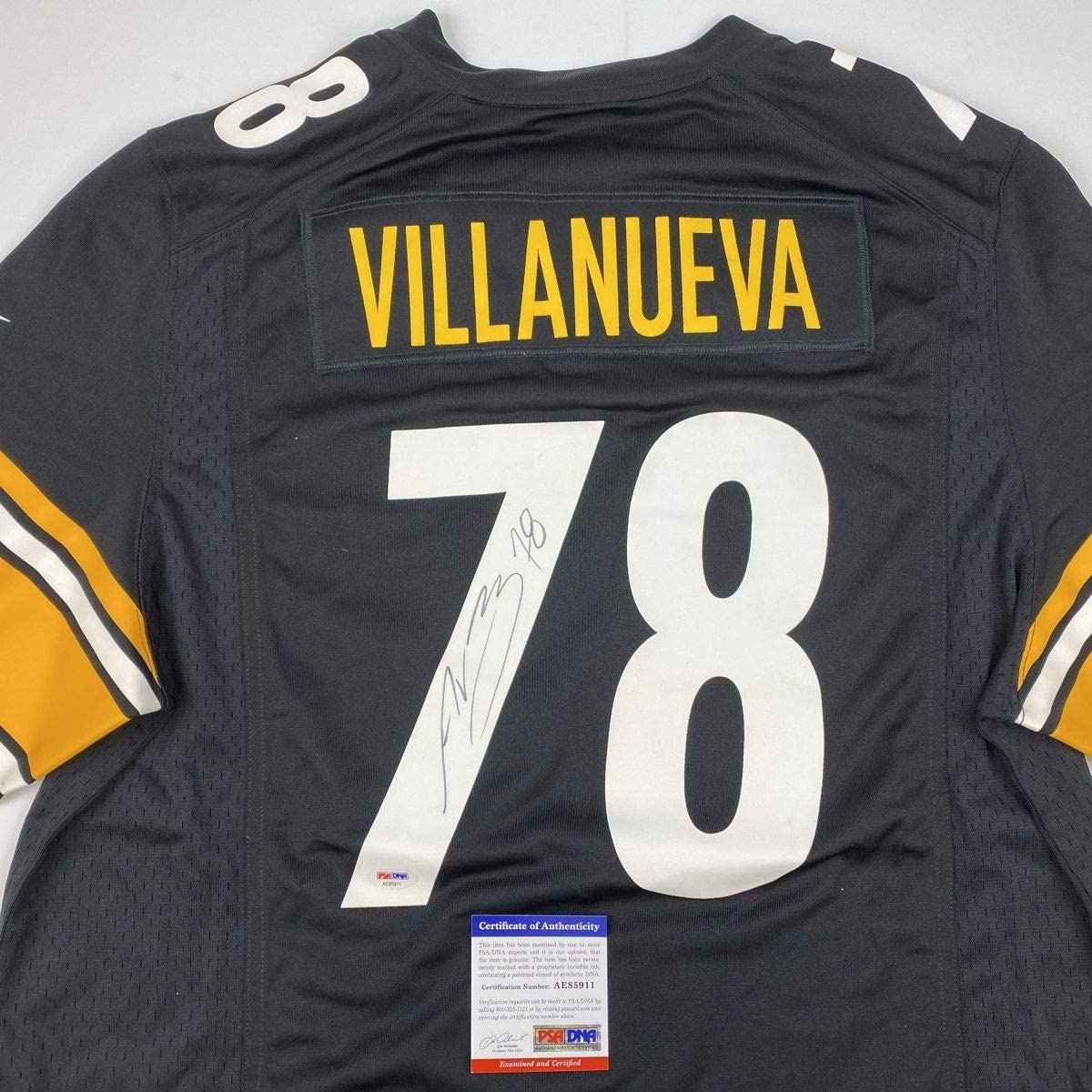 Autographed/Signed Alejandro Villanueva Pittsburgh Black Football Jersey PSA/DNA COA