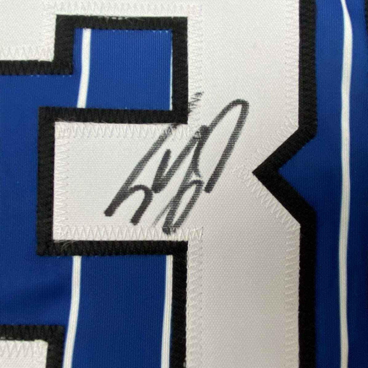 Autographed/Signed Shaquille Shaq O'Neal Orlando Blue Pinstripe Basketball Jersey JSA COA