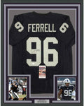 Framed Autographed/Signed Clelin Ferrell 35x39 Oakland Black Football Jersey JSA COA
