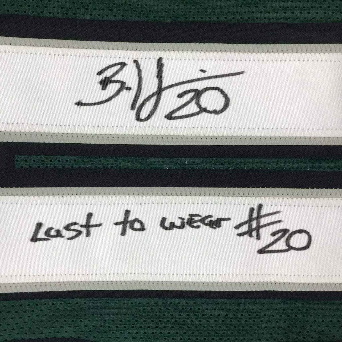 Autographed/Signed Brian Dawkins Inscribed Last To Wear #20 Philadelphia Green Football Jersey JSA COA