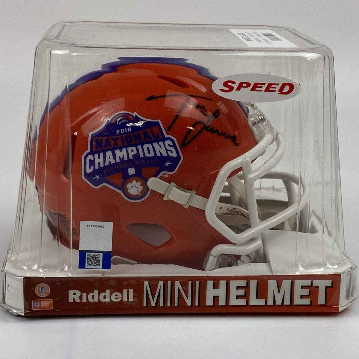 Autographed/Signed Trevor Lawrence Clemson Tigers 2018 National Champions Mini College Football Helmet Fanatics COA