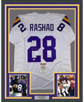 Framed Autographed/Signed Ahmad Rashad 35x39 Minnesota White Football Jersey JSA COA