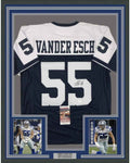 Framed Autographed/Signed Leighton Vander Esch 35x39 Dallas Thanksgiving Day Football Jersey JSA COA