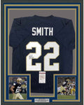 Framed Autographed/Signed Harrison Smith 35x39 Notre Dame Blue College Football Jersey JSA COA