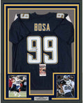 Framed Autographed/Signed Joey Bosa 35x39 Los Angeles LA Dark Blue Football Jersey JSA COA