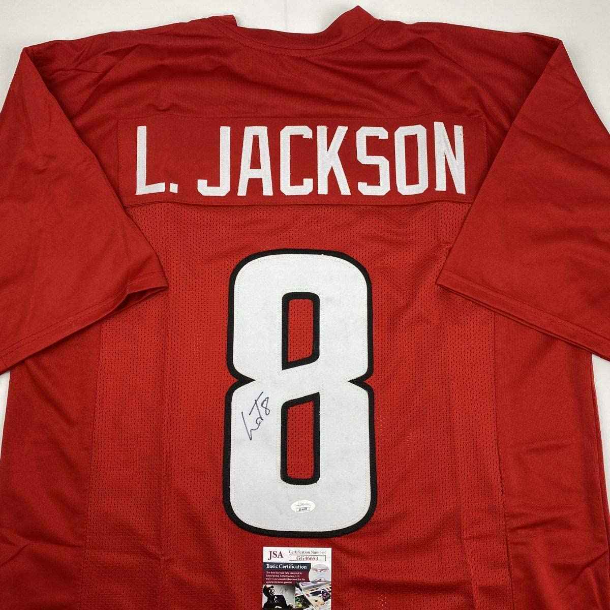 Autographed/Signed Lamar Jackson Louisville Red College Football Jersey JSA COA