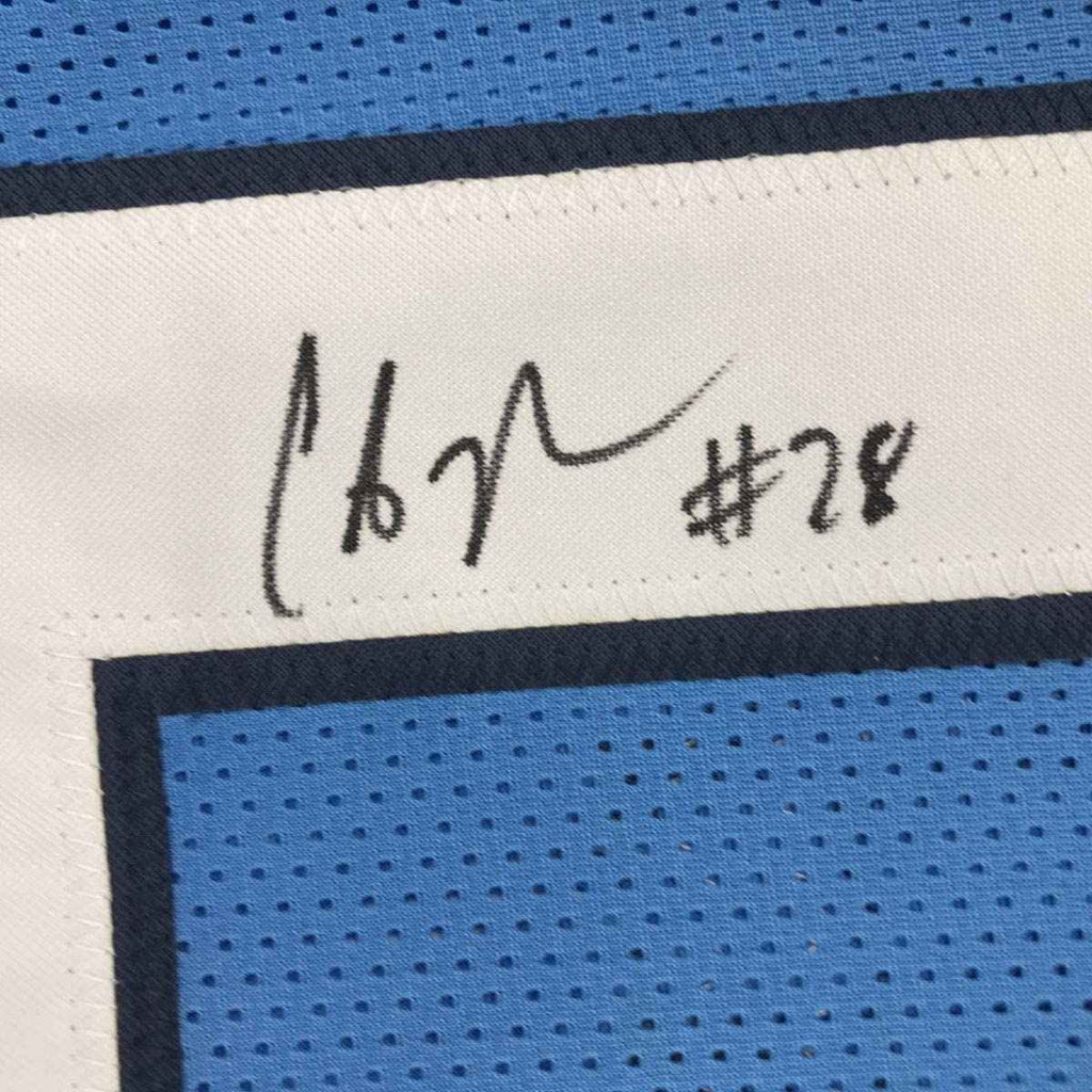 Autographed/Signed Chris Johnson Tennessee Powder Blue Football Jersey JSA COA