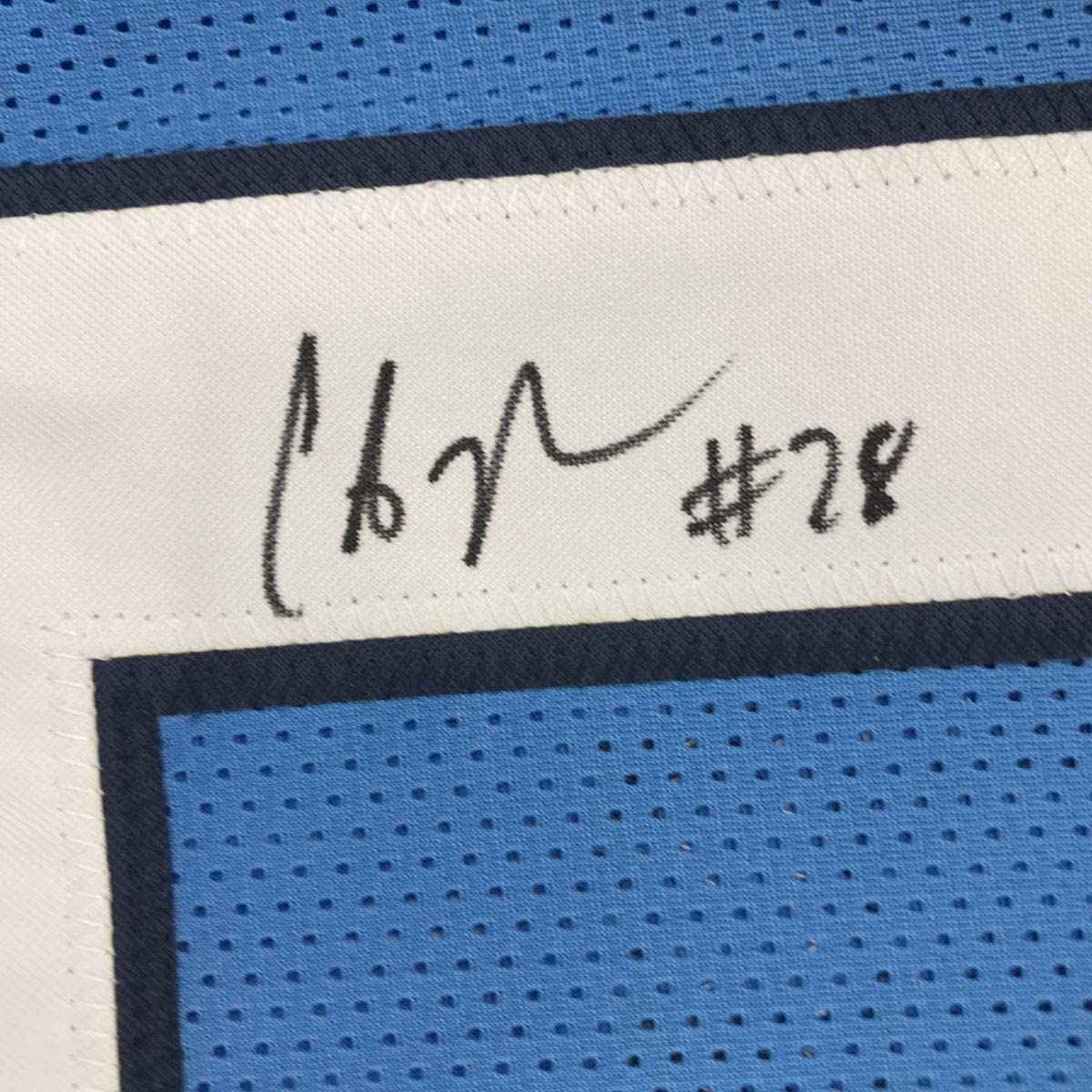 Autographed/Signed Chris Johnson Tennessee Powder Blue Football Jersey JSA COA