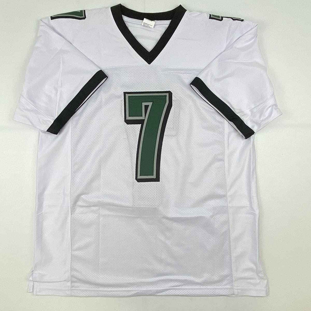 Autographed/Signed Michael Mike Vick Philadelphia White Football Jersey Beckett BAS COA
