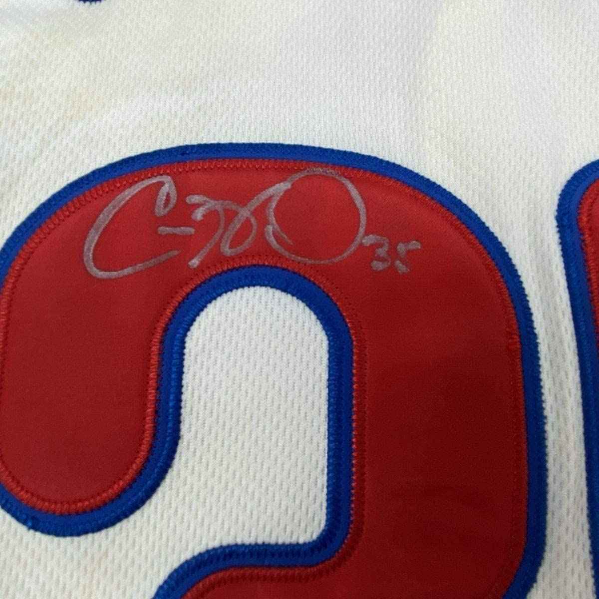 Framed Autographed/Signed Cole Hamels 35x39 Philadelphia Cream Baseball Jersey JSA COA