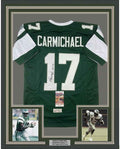 Framed Autographed/Signed Harold Carmichael 35x39 HOF 20 Philadelphia Green Football Jersey JSA COA