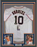 Framed Autographed/Signed Yulieski Yuli Gurriel 35x39 Houston White Baseball Jersey JSA COA