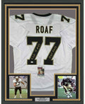 Framed Autographed/Signed Willie Roaf 35x39 New Orleans White Football Jersey JSA COA