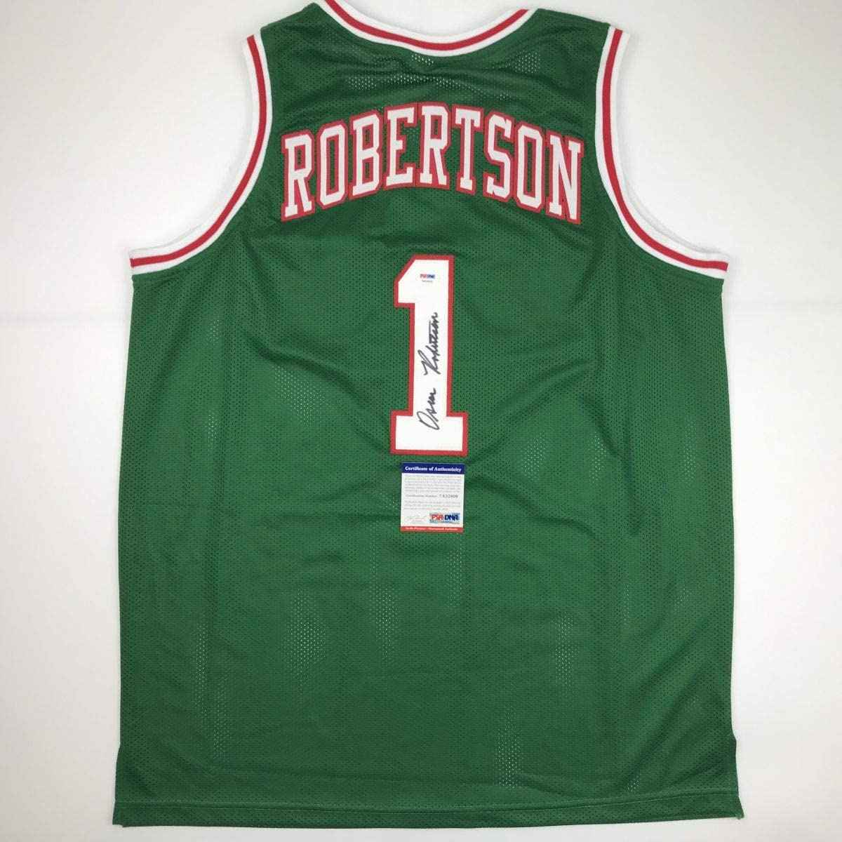 Autographed/Signed Oscar Robertson Milwaukee Green Basketball Jersey PSA/DNA COA