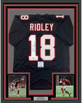 Framed Autographed/Signed Calvin Ridley 35x39 Atlanta Retro Black Football Jersey Beckett BAS COA