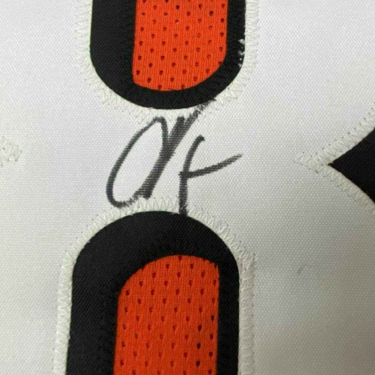 Framed Autographed/Signed Chad Johnson Ochocinco 35x39 Cincinnati Orange Football Jersey JSA COA
