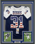 Framed Autographed/Signed Trevon Diggs 35x39 America's Team Dallas Blue Football Jersey JSA COA