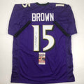 Autographed/Signed Marquise Brown Baltimore Purple Football Jersey JSA COA